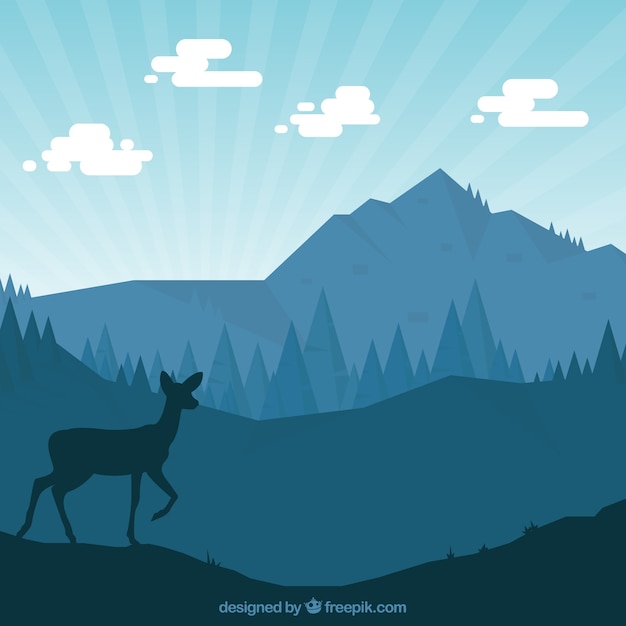 Free vector nature silhouettes with a deer