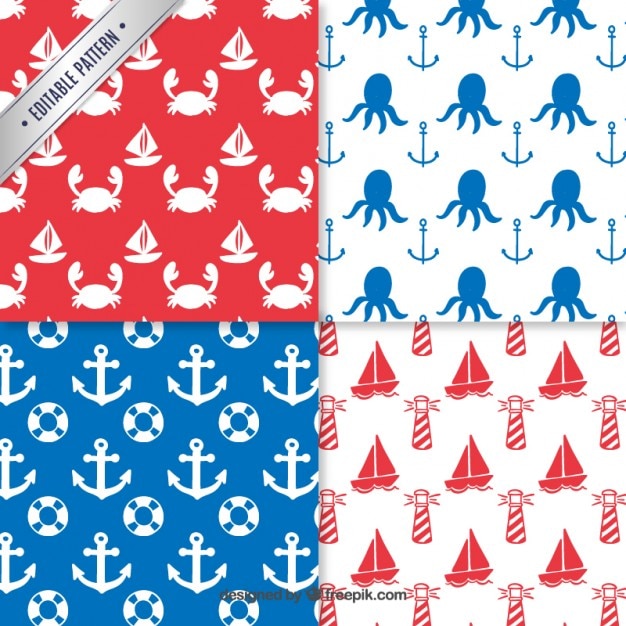 Free Vector nautical elements pattern