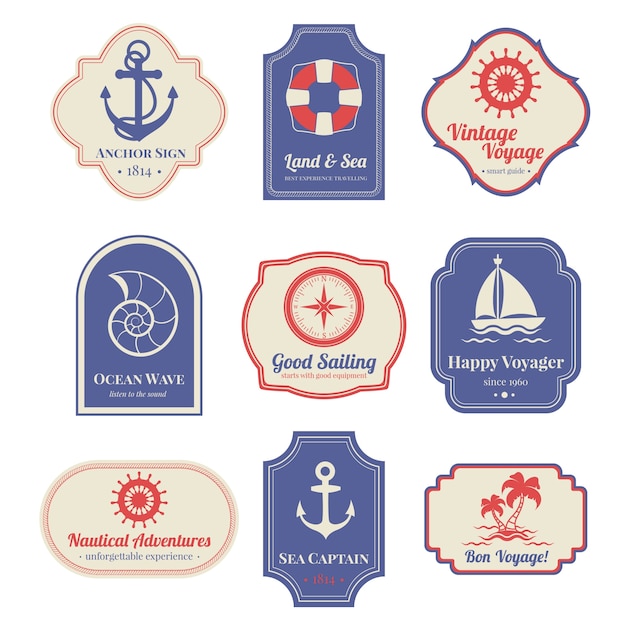 Nautical emblems set