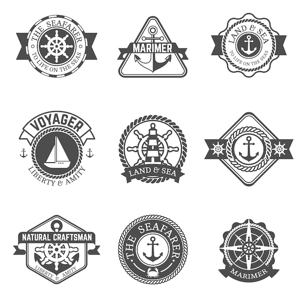 Free vector nautical isolated label set