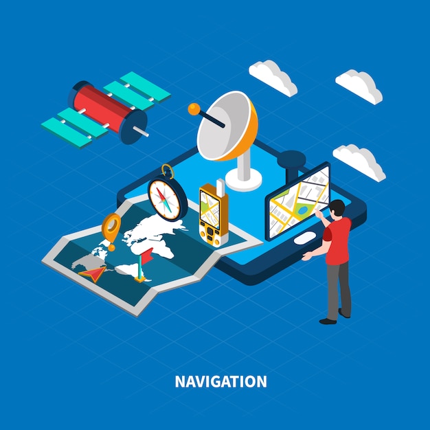 Navigation Isometric Illustration