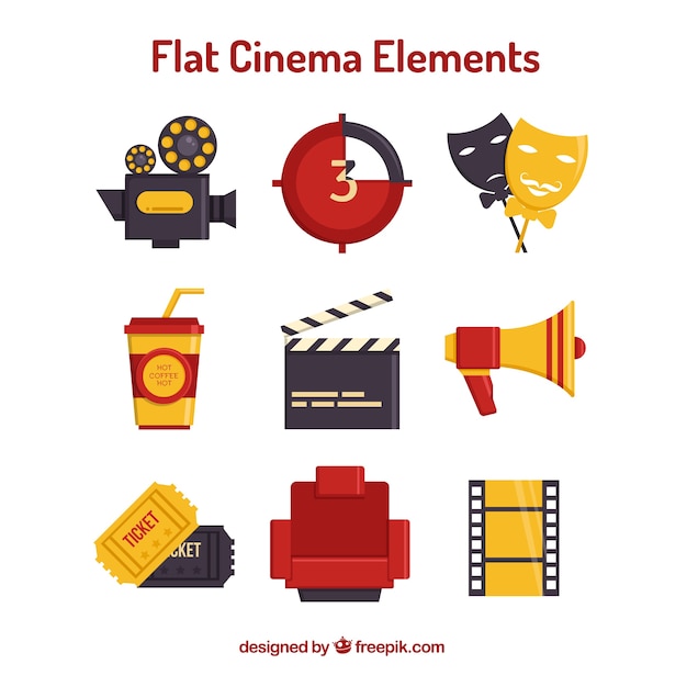 Necessary cinema elements in flat design