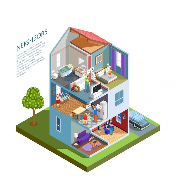 Free vector neighbors isometric composition