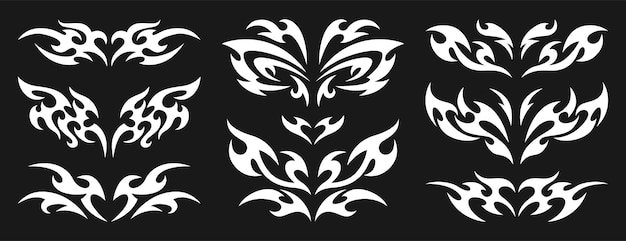 Free Vector neo tribal y2k tattoo celtic gothic body ornaments in neotribal style