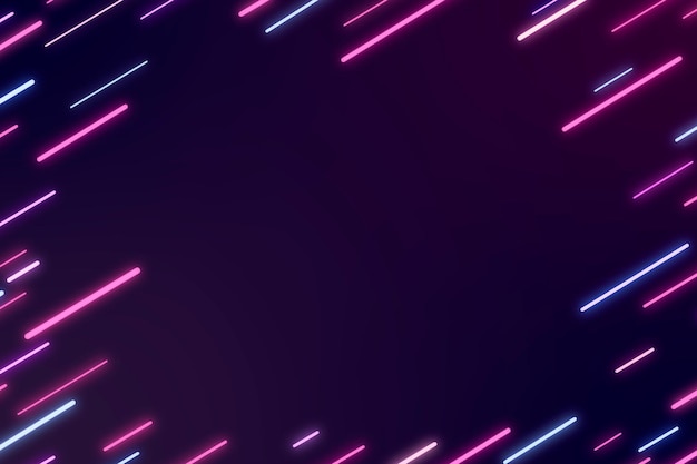 Free vector neon abstract frame on a dark purple background