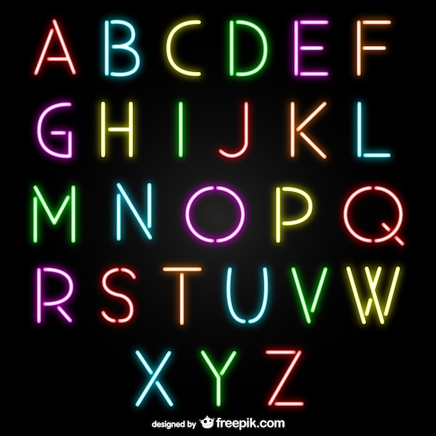 Free Vector neon alphabet letters