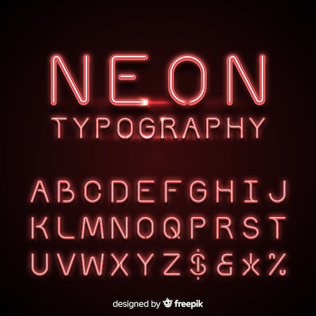 Neon alphabet in red color