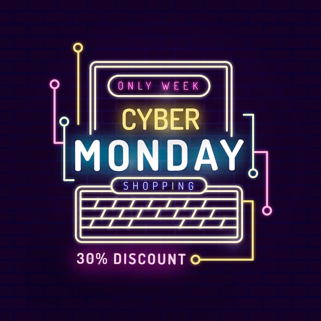 Free Vector neon banner cyber monday