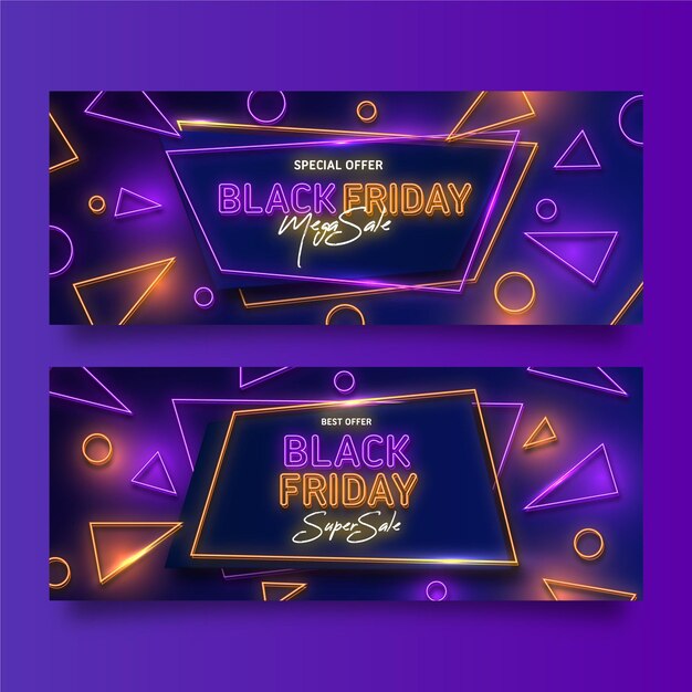 Neon black friday banners