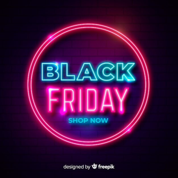 Neon black friday in a lighten neon circle