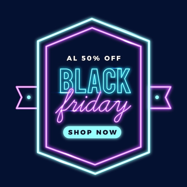 Neon black friday promo banner