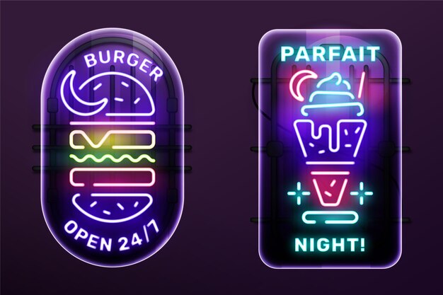 Neon burger restaurant sign