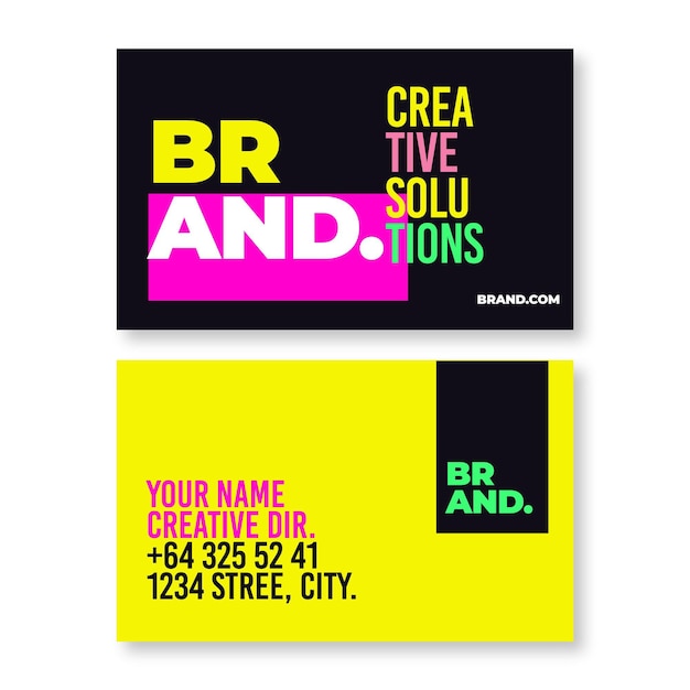 Neon business cards pack