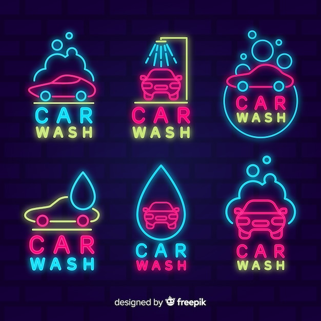 Neon car wash sign collection