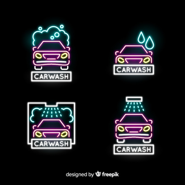 Neon car wash sign collection