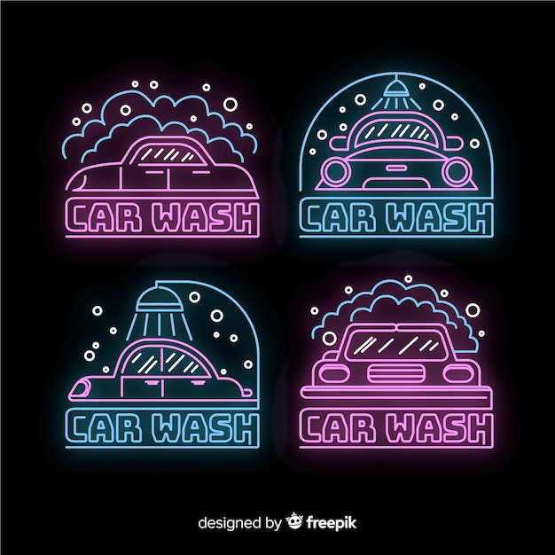 Neon car wash sign collection