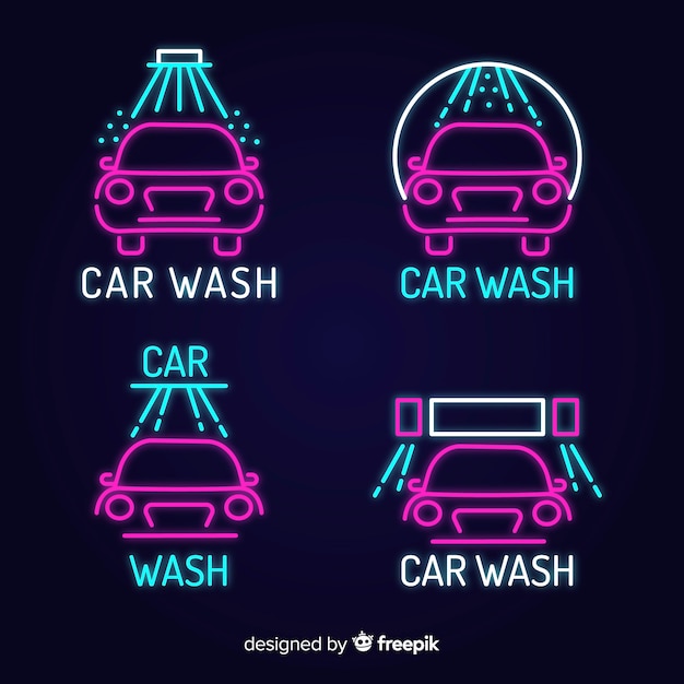 Neon car wash sign pack