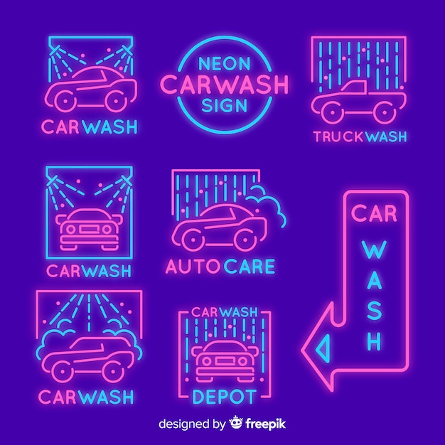 Neon car wash sign pack