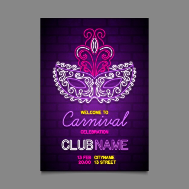 Neon carnival party flyer template