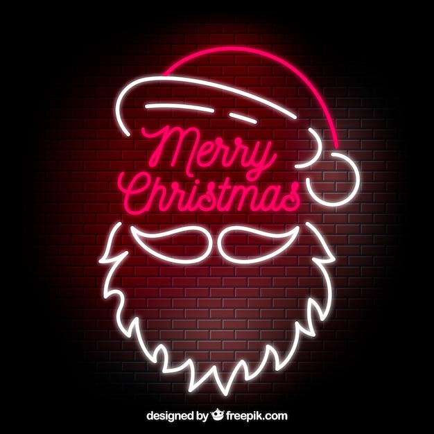 Neon christmas background with santa claus