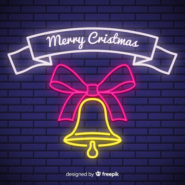 Neon christmas bell background