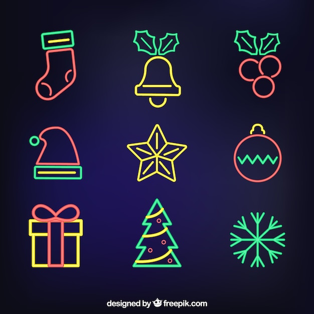 Neon christmas elements