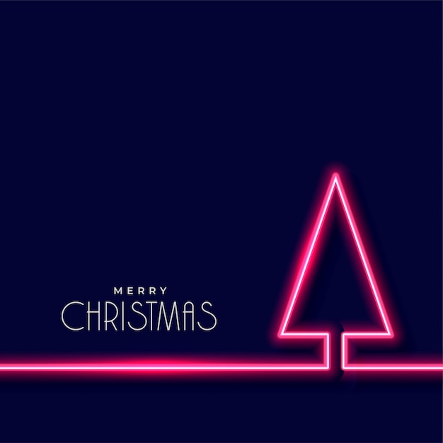 Neon christmas tree on dark blue background