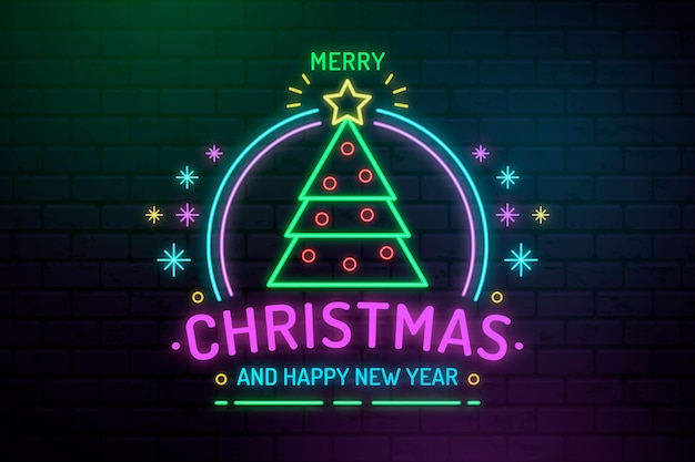 Neon christmas tree illustration