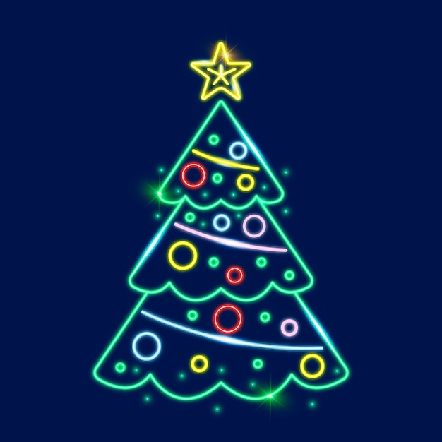 Neon christmas tree template