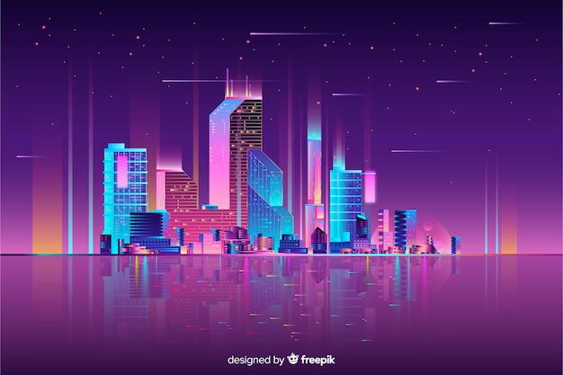 Neon Cityscape Background