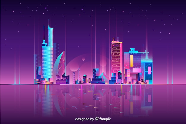 Free vector neon cityscape background