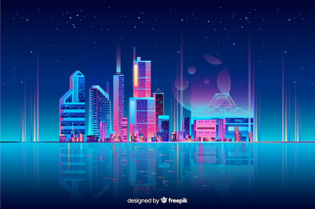 Free vector neon cityscape background