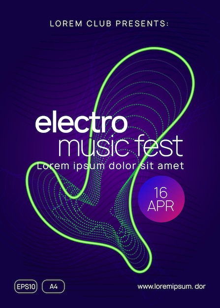 Neon club flyer Electro dance music Trance party dj Electroni