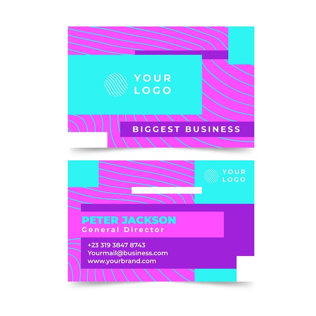 Neon color business card template