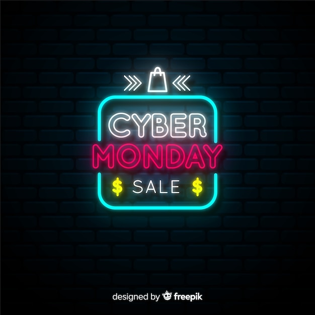 Neon cyber monday banner