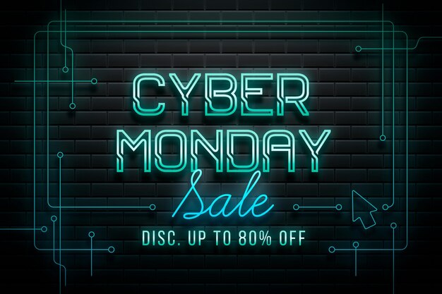 Neon cyber monday banner