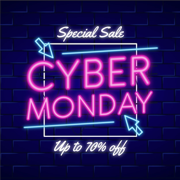 Neon cyber monday concept