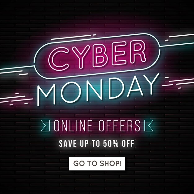 Neon cyber monday concept