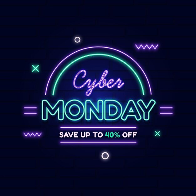 Neon cyber monday sale banner