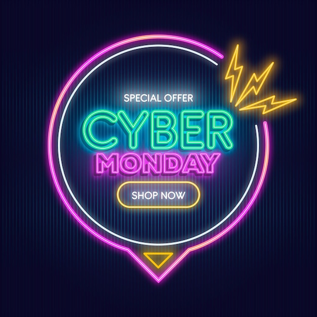 Free Vector neon cyber monday text