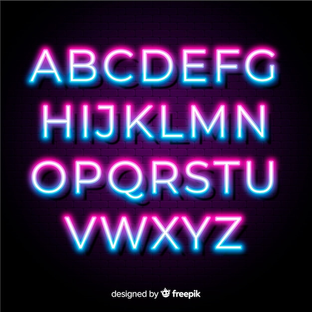 Free Vector neon duotone alphabet template