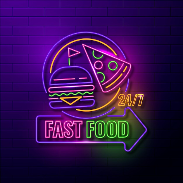 Free vector neon fast food restaurant sign