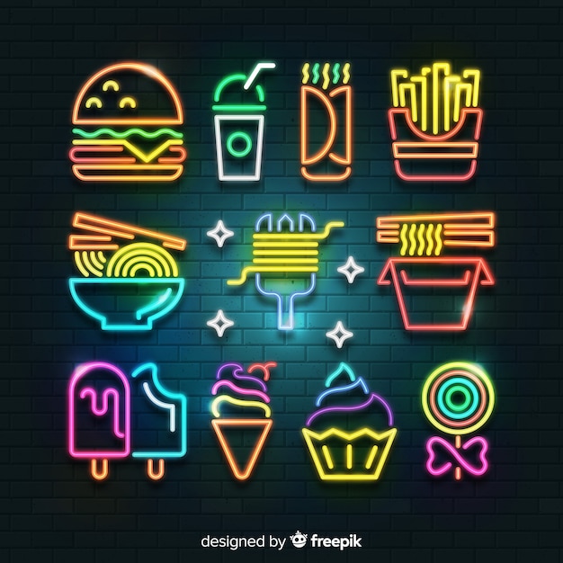 Free vector neon food collection