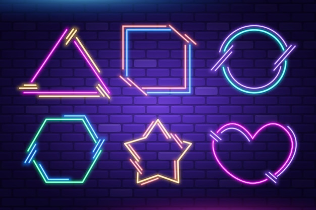 Free Vector neon frame collection