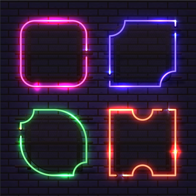 Neon frame of various shapes collection