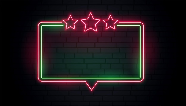 Neon frame with red stars