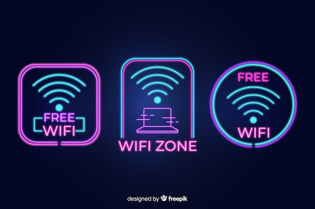 Free Vector neon free wifi sign collection