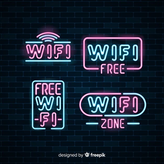 Neon free wifi sign collection