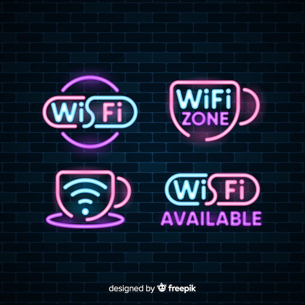 Neon free wifi sign collection