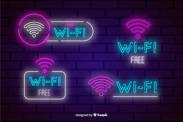 Free Vector neon free wifi sign collection